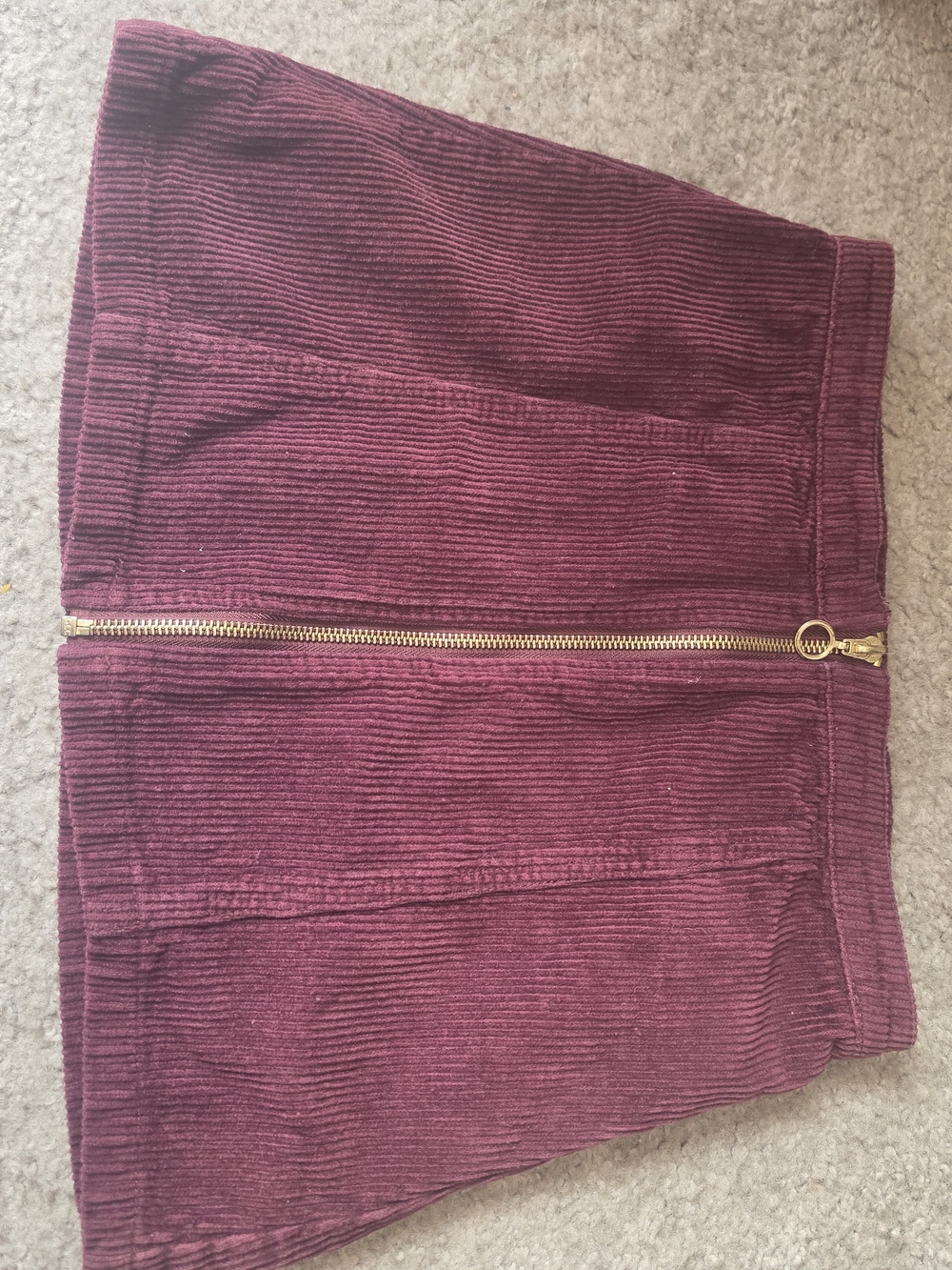 Forever 21 Burgundy Corduroy Zip-Front Mini Skirt